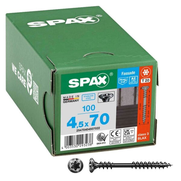 SPAX® Fassadenschrauben T20 Linsensenkkopf BLAX A2 25470404507022 4,5 mm x 70 mm, 100 St.
