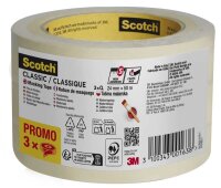 Scotch CLASSIC Kreppband beige 24,0 mm x 50,0 m 3 Rollen