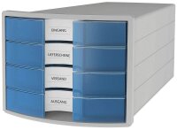 HAN Schubladenbox IMPULS  blau-transparent 1012-64D, DIN...