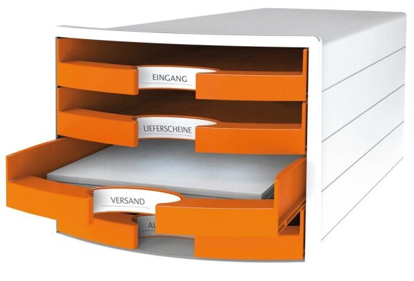 HAN Schubladenbox IMPULS  orange 1013-51D, DIN A4 mit 4 Schubladen, 1 St.