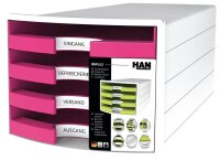 HAN Schubladenbox IMPULS  pink 1013-56D, DIN A4 mit 4...