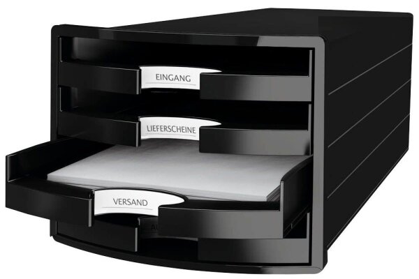 HAN Schubladenbox IMPULS  schwarz 1013-13D, DIN A4 mit 4 Schubladen, 1 St.