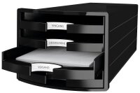 HAN Schubladenbox IMPULS  schwarz 1013-13D, DIN A4 mit 4...