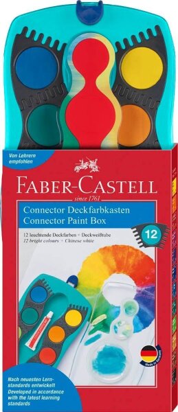FABER-CASTELL Connector türkis 12 Wasserfarbkasten 12 Farben