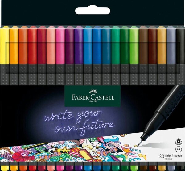 FABER-CASTELL Grip Fineliner farbsortiert 0,4 mm, 20 St.