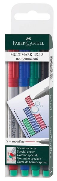FABER-CASTELL MULTIMARK Folienstifte-Set farbsortiert non-permanent, 4 St.
