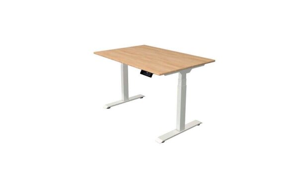 Kerkmann Move 1 stable elektrisch höhenverstellbarer Schreibtisch eiche hell rechteckig, T-Fuß-Gestell weiß 120,0 x 80,0 cm