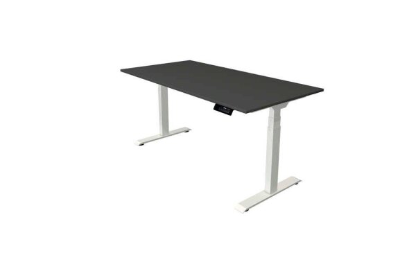 Kerkmann Move 1 stable elektrisch höhenverstellbarer Schreibtisch anthrazit rechteckig, T-Fuß-Gestell weiß 160,0 x 80,0 cm