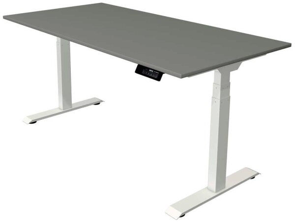 Kerkmann Move 1 stable elektrisch höhenverstellbarer Schreibtisch grafit rechteckig, T-Fuß-Gestell weiß 160,0 x 80,0 cm