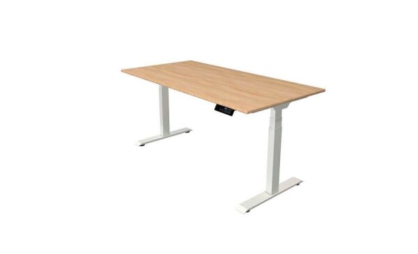 Kerkmann Move 1 stable elektrisch höhenverstellbarer Schreibtisch eiche hell rechteckig, T-Fuß-Gestell weiß 160,0 x 80,0 cm