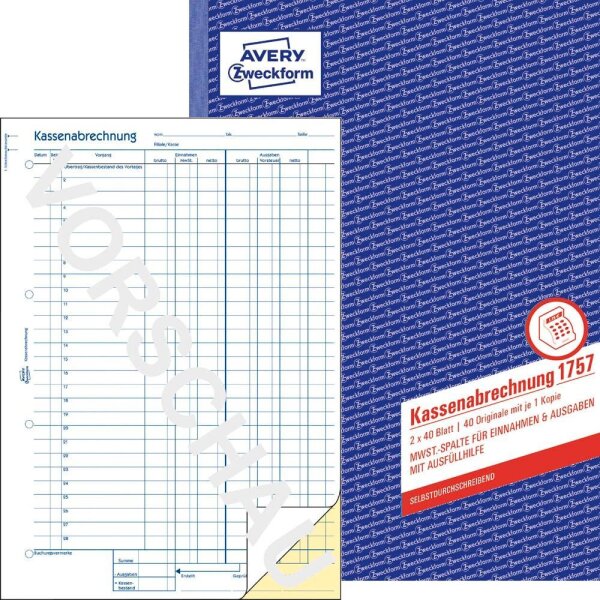 AVERY Zweckform Kassenbuch/EDV Formularbuch, 1 St.