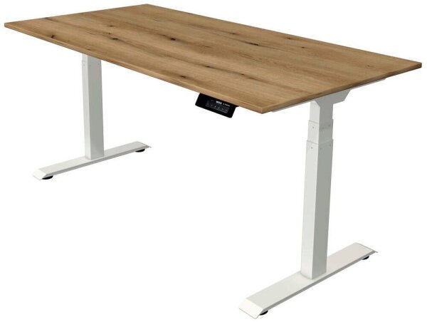 Kerkmann Move 1 stable elektrisch höhenverstellbarer Schreibtisch asteiche rechteckig, T-Fuß-Gestell weiß 160,0 x 80,0 cm