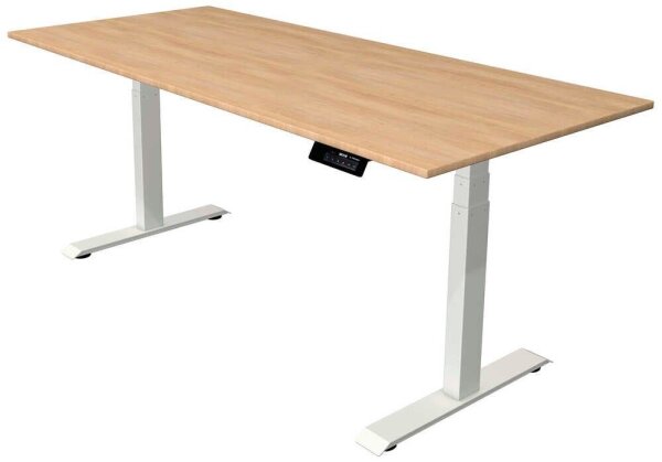Kerkmann Move 1 stable elektrisch höhenverstellbarer Schreibtisch eiche hell rechteckig, T-Fuß-Gestell weiß 180,0 x 80,0 cm