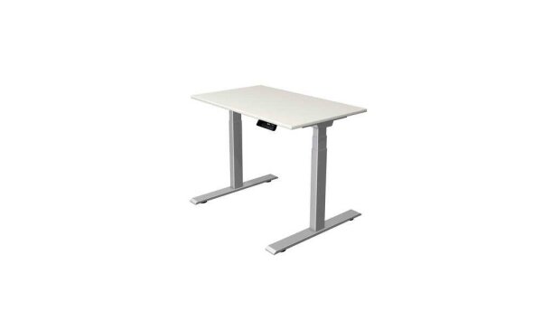 Kerkmann Move 1 stable elektrisch höhenverstellbarer Schreibtisch weiß rechteckig, T-Fuß-Gestell silber 100,0 x 60,0 cm