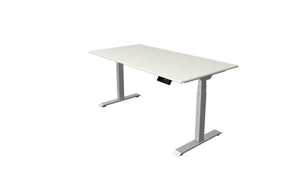 Kerkmann Move 1 stable elektrisch höhenverstellbarer Schreibtisch weiß rechteckig, T-Fuß-Gestell silber 160,0 x 80,0 cm