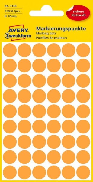 AVERY Zweckform Klebepunkte leuchtorange Ø 12,0 mm, 270 St.