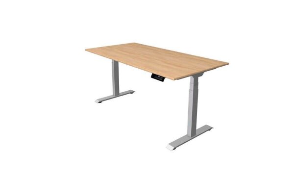 Kerkmann Move 1 stable elektrisch höhenverstellbarer Schreibtisch eiche hell rechteckig, T-Fuß-Gestell silber 160,0 x 80,0 cm