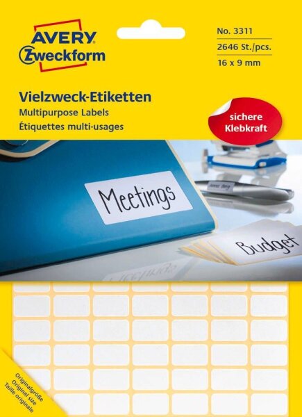 AVERY Zweckform Etiketten weiß 16,0 x 9,0 mm, 2.646 Etiketten