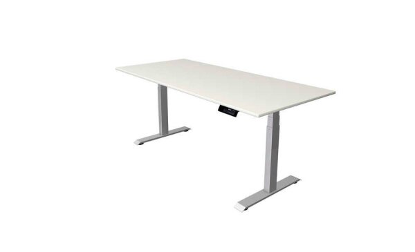 Kerkmann Move 1 stable elektrisch höhenverstellbarer Schreibtisch weiß rechteckig, T-Fuß-Gestell silber 180,0 x 80,0 cm