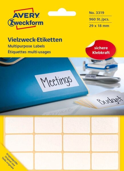 AVERY Zweckform Etiketten weiß 29,0 x 18,0 mm, 928 Etiketten