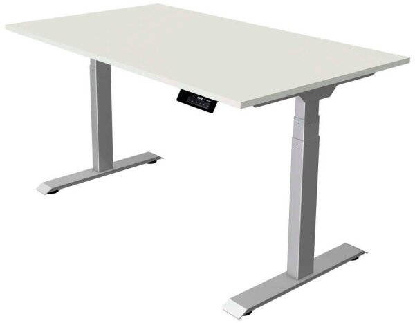 Kerkmann Move 1 stable elektrisch höhenverstellbarer Schreibtisch weiß rechteckig, T-Fuß-Gestell silber 140,0 x 80,0 cm