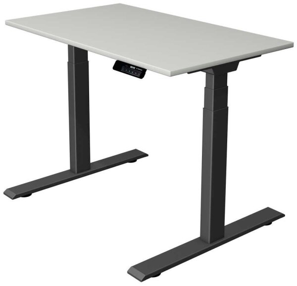 Kerkmann Move 1 stable elektrisch höhenverstellbarer Schreibtisch lichtgrau rechteckig, T-Fuß-Gestell grau 100,0 x 60,0 cm