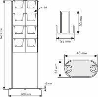 update displays Prospektständer Info Center silber DIN A4 60,0 x 35,0 x 163,5 cm, 1 St.