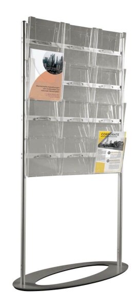 update displays Prospektständer Info Center silber DIN A4 24 Fächer 83,0 x 35,0 x 163,5 cm, 1 St.