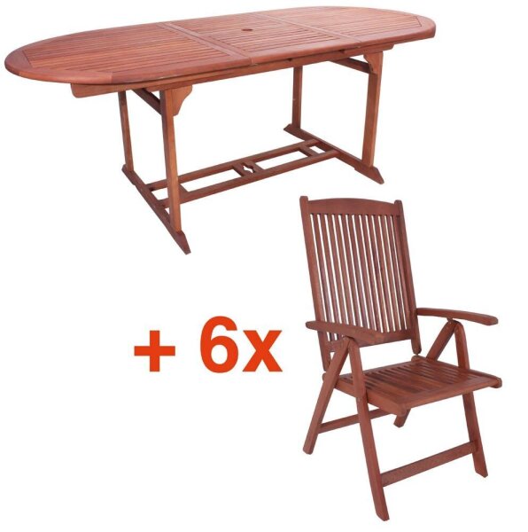 Garden Pleasure Sitzgruppe Stockholm, braun Holz, 7-teilig