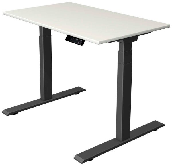 Kerkmann Move 1 stable elektrisch höhenverstellbarer Schreibtisch weiß rechteckig, T-Fuß-Gestell grau 100,0 x 60,0 cm