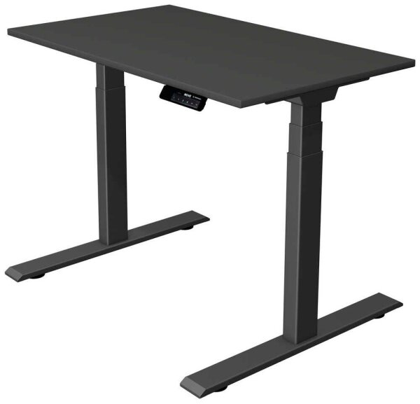 Kerkmann Move 1 stable elektrisch höhenverstellbarer Schreibtisch anthrazit rechteckig, T-Fuß-Gestell grau 100,0 x 60,0 cm