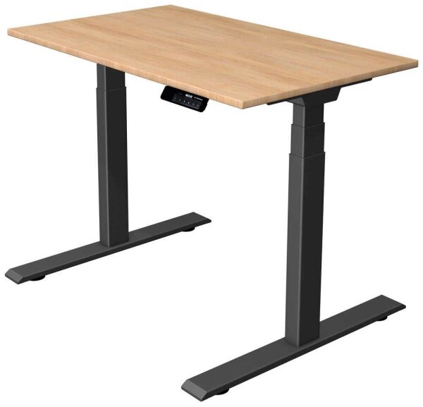 Kerkmann Move 1 stable elektrisch höhenverstellbarer Schreibtisch eiche hell rechteckig, T-Fuß-Gestell grau 100,0 x 60,0 cm