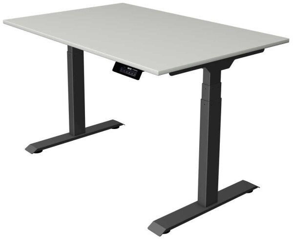 Kerkmann Move 1 stable elektrisch höhenverstellbarer Schreibtisch lichtgrau rechteckig, T-Fuß-Gestell grau 120,0 x 80,0 cm