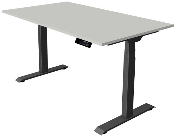 Kerkmann Move 1 stable elektrisch höhenverstellbarer Schreibtisch lichtgrau rechteckig, T-Fuß-Gestell grau 140,0 x 80,0 cm