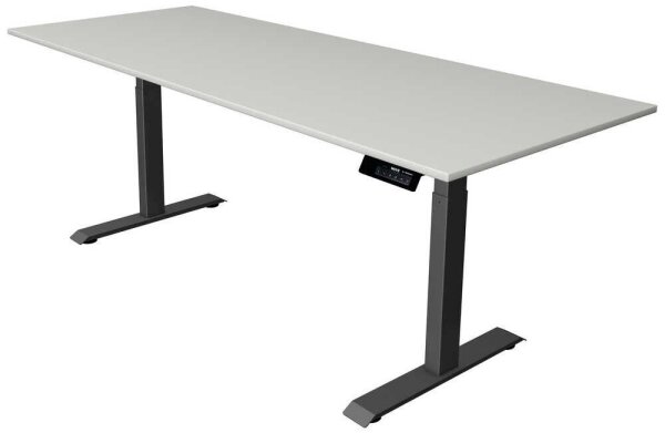 Kerkmann Move 1 stable elektrisch höhenverstellbarer Schreibtisch lichtgrau rechteckig, T-Fuß-Gestell grau 200,0 x 80,0 cm