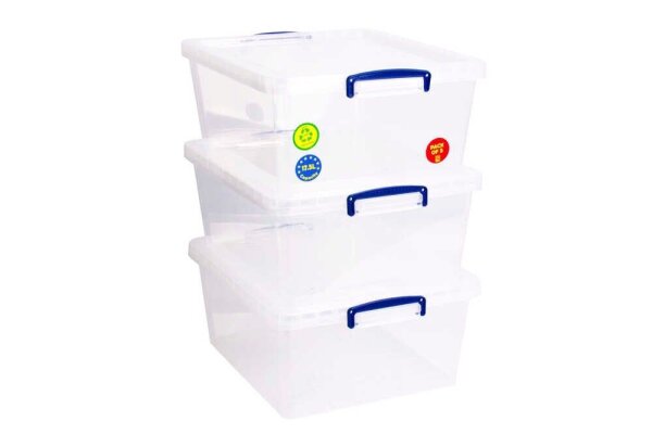 Really Useful Box Aufbewahrungsboxen 3x 17,5 l transparent 38,3 x 46,0 x 19,5 cm, 3 St.