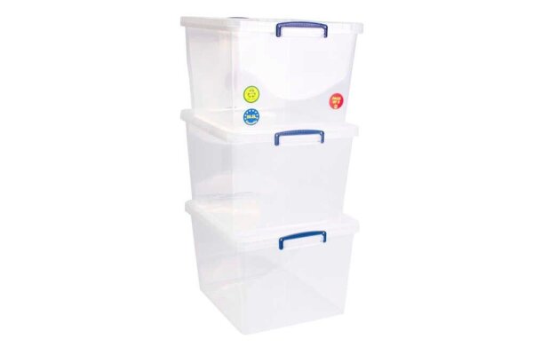 Really Useful Box Aufbewahrungsboxen 3x 33,5 l transparent 38,3 x 46,0 x 28,5 cm, 3 St.