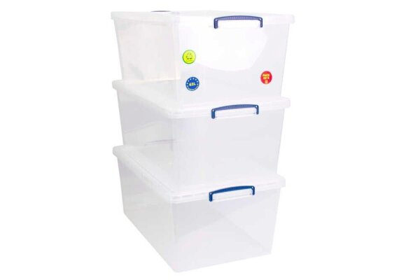 Really Useful Box Aufbewahrungsboxen 3x 62 l transparent 44,0 x 69,5 x 28,7 cm, 3 St.