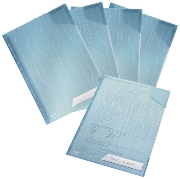 LEITZ Prospekthüllen CombiFile DIN A4 blau genarbt 0,20 mm, 5 St.
