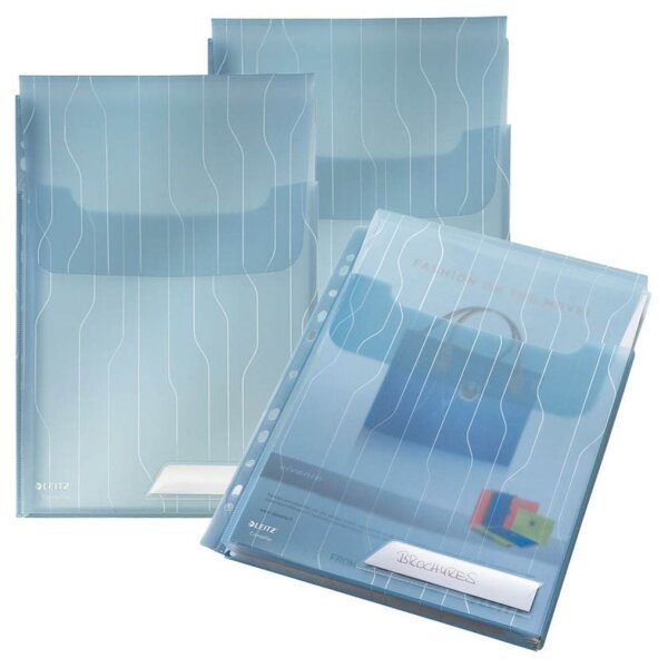 LEITZ Organisationshüllen CombiFile Maxi DIN A4 blau genarbt 0,20 mm, 3 St.