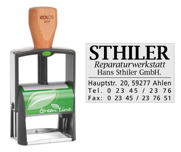 COLOP Textstempel, individualisierbar Green Line 2300 selbstfärbend schwarz ohne Logo, 1 St.