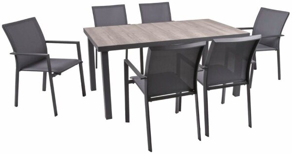 Garden Pleasure Sitzgruppe RANA anthrazit Kunststoff, Metall, 7-teilig