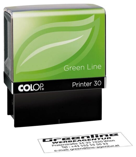 COLOP Textstempel, individualisierbar Printer 30 Green Line selbstfärbend schwarz ohne Logo, 1 St.
