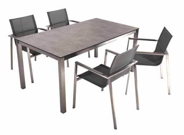 Garden Pleasure Sitzgruppe SIENNA grau, silber Kunststoff, Metall, 5-teilig  ( 305434-1 )