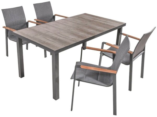 Garden Pleasure Sitzgruppe RANA grau, anthrazit Kunststoff, Holz, 5-teilig