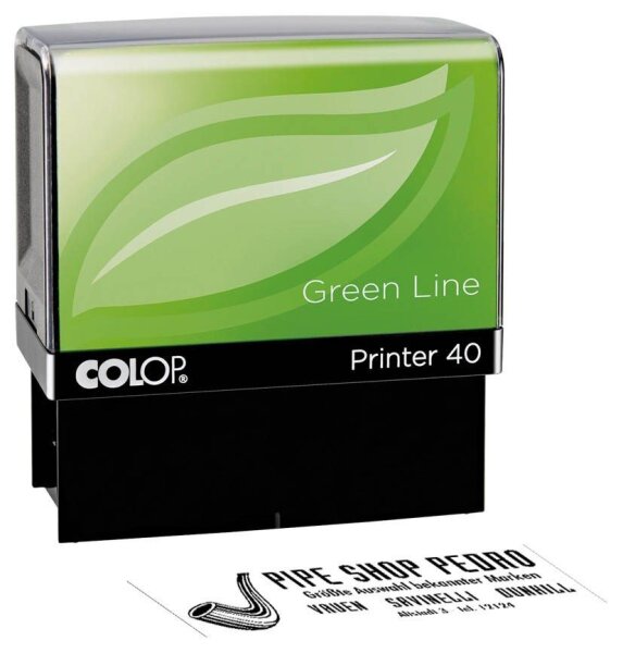 COLOP Textstempel, individualisierbar Printer 40 Green Line selbstfärbend schwarz mit Logo, 1 St.