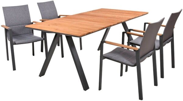 Garden Pleasure Sitzgruppe DAVINA grau, anthrazit Kunststoff, Metall, 5-teilig