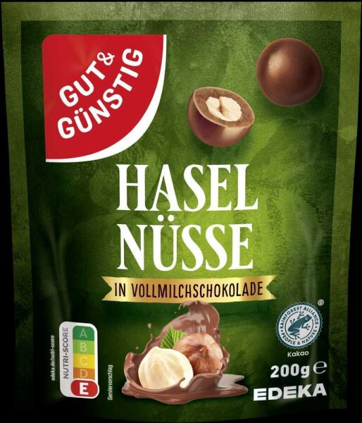 GUT&GÜNSTIG HASELNÜSSE IN VOLLMILCHSCHOKOLADE 200,0 g  ( 6597322004 )