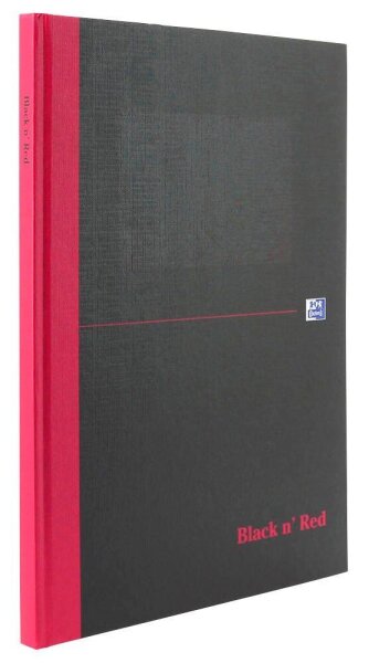 OXFORD Notizbuch Black n Red DIN A4 kariert, schwarz Hardcover 192 Seiten, 1 St.