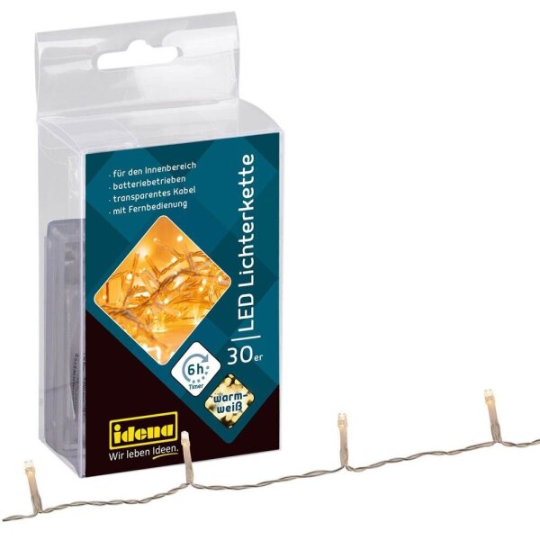 Idena 30er LED Lichterkette transparent 1,75 m, 1 St.
